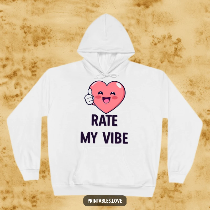 Funny Hoodie featuring a happy cartoon heart giving a thumbs up gesture, symbolizing encouragement and warmth, perfect for a cozy funny gift.