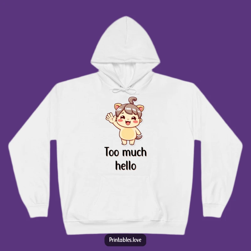 Funny Kawaii Hello Hoodie: Cozy Character Greeting Warmth Gift