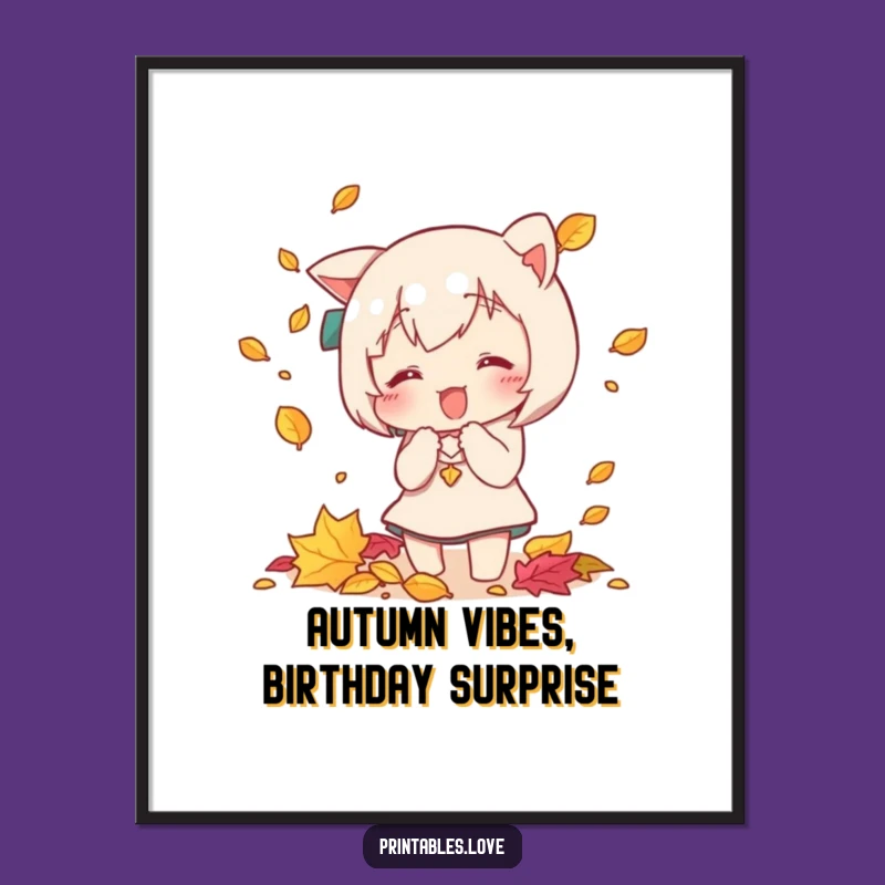 Funny Free Printable Wall Art: Kawaii Leaf Catcher, Quirky Downloadable Decor