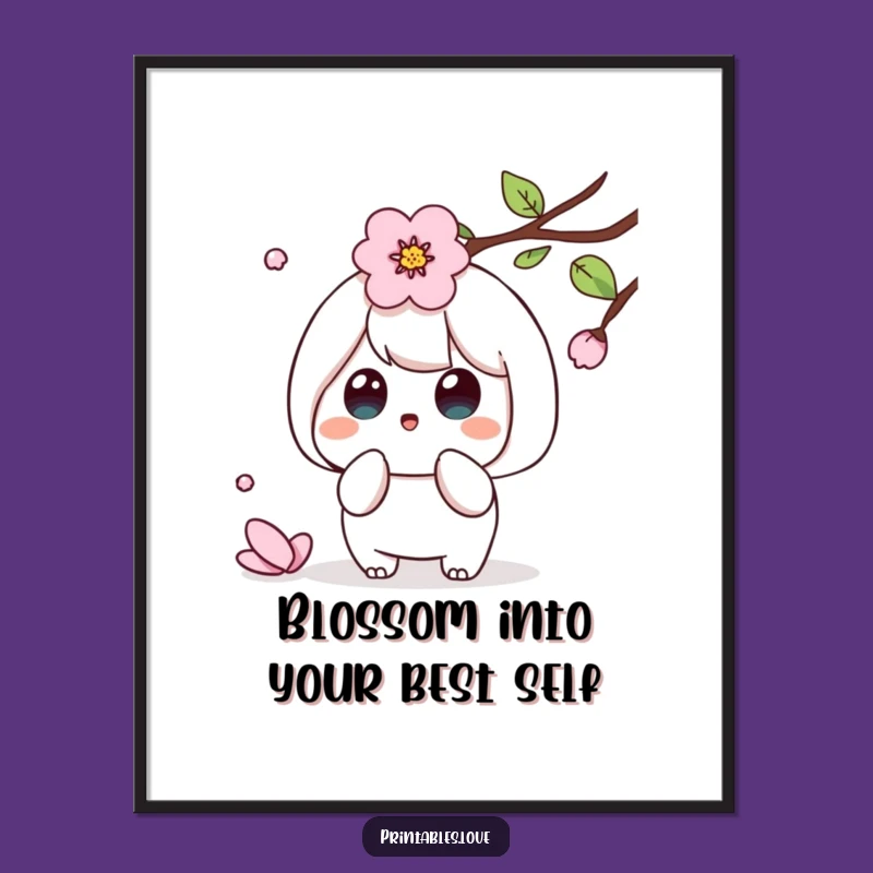 Gentle Free Printable Kawaii Wall Art: Surprised Petal Downloadable Home Decor