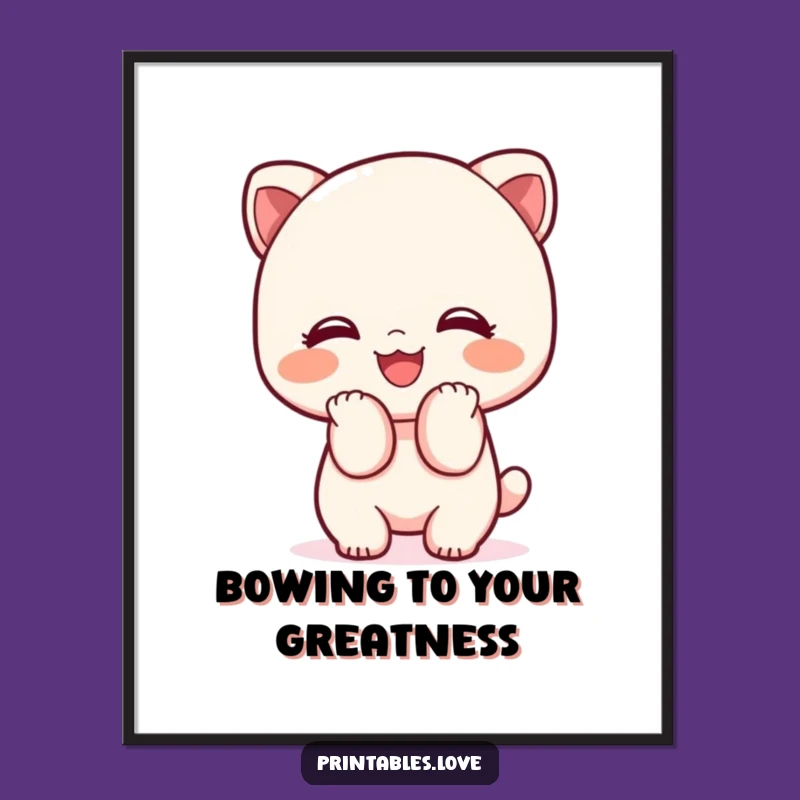 Sweet Free Printable Kawaii Wall Art: Bowing Smile Downloadable Home Decor