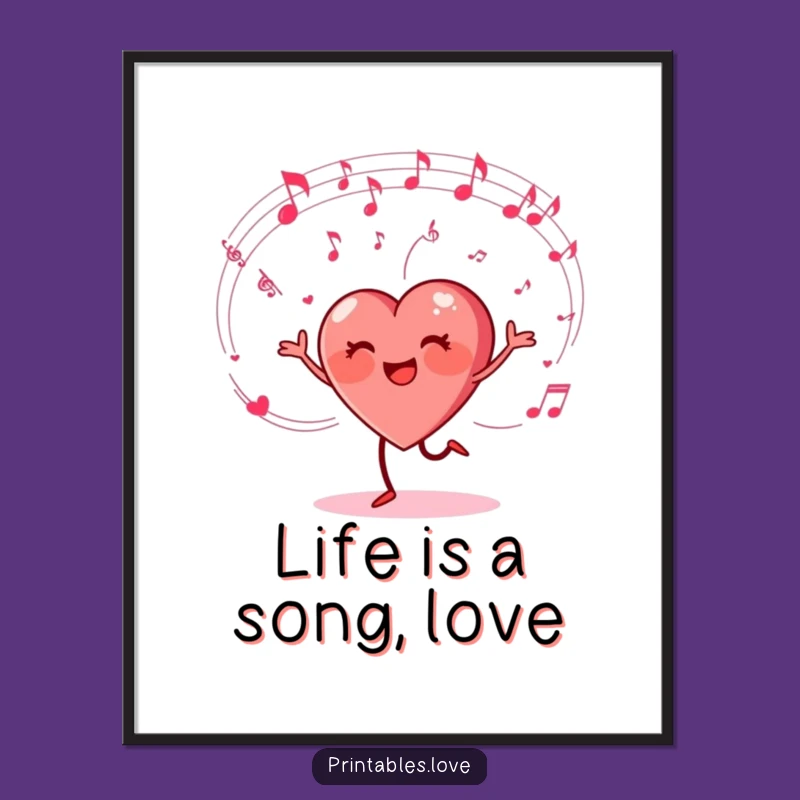 Free Printable Dancing Heart Wall Art: Musical Downloadable Decor for Rhythmic Spaces