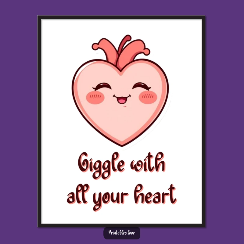 Free Printable Giggling Heart Wall Art: Rosy Cheeks, Laughing Decor, Downloadable Art