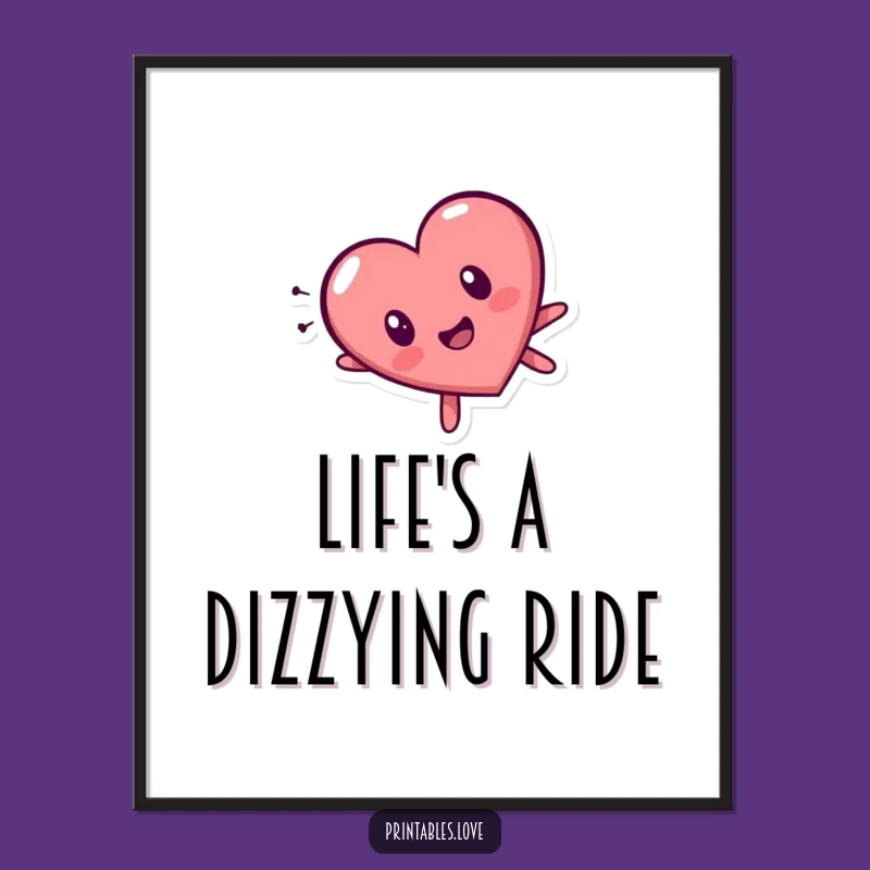 Free Printable Wall Art: Dizzy Heart Character Surprise Downloadable Art