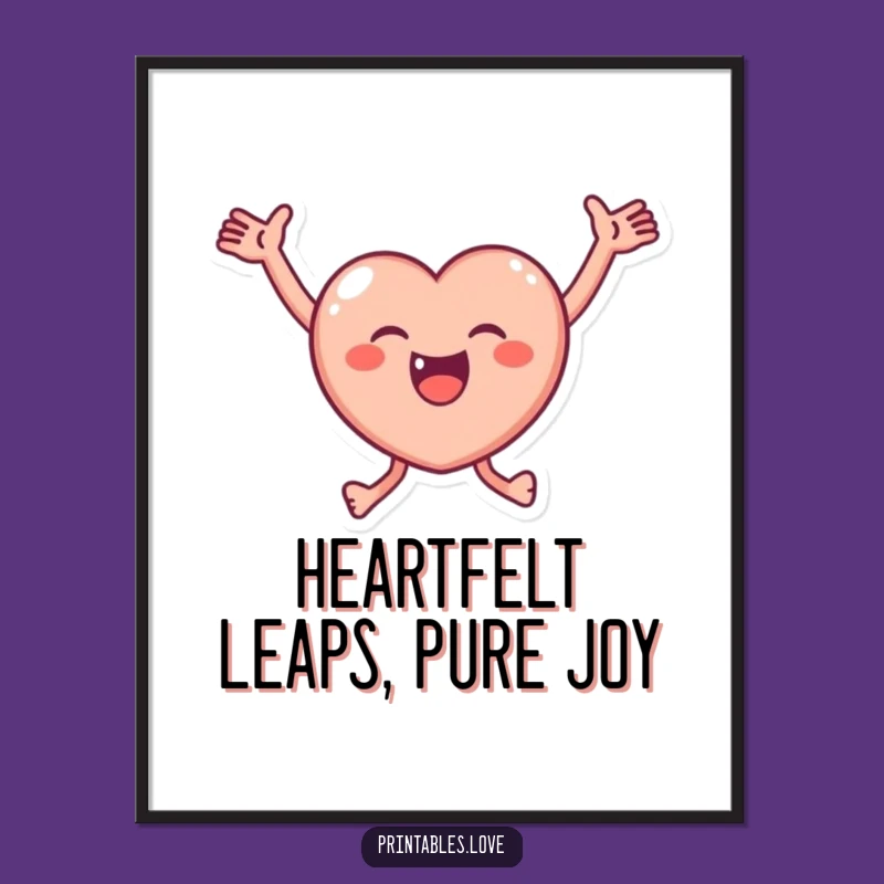 Free Printable Wall Art: Joyful Heart Character - Hilarious Downloadable Decor for a Cheerful Home