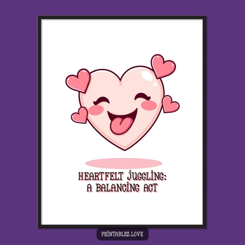 Free Printable Wall Art: Juggling Heart Humor, Funny Downloadable Art for Your Home Decor