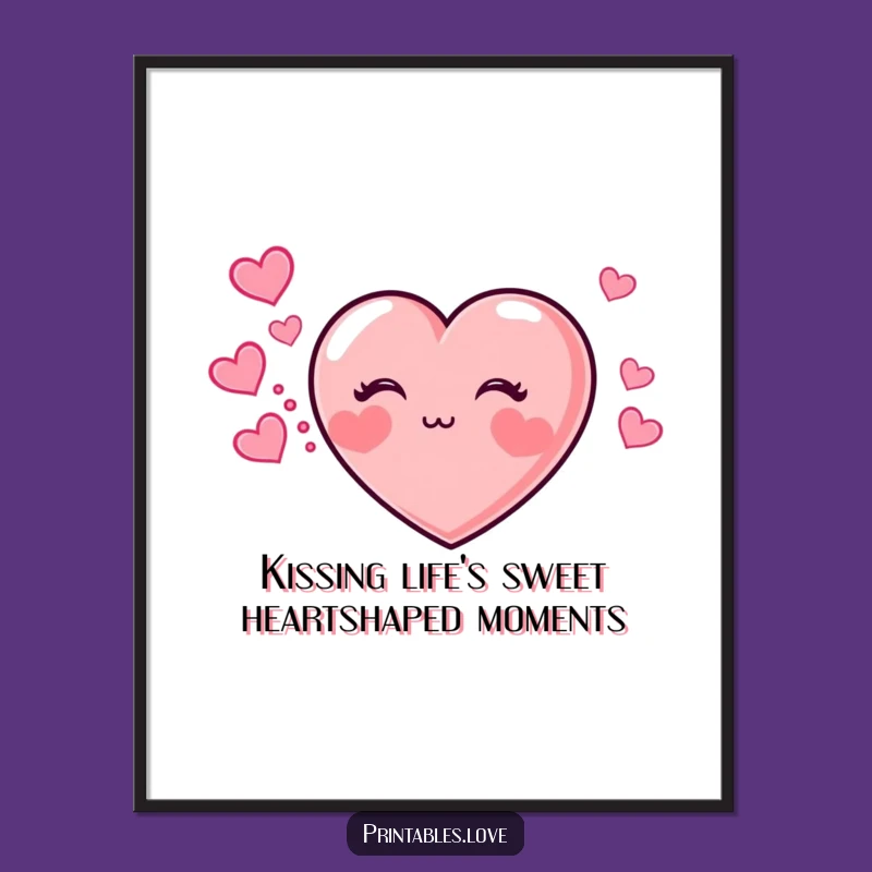 Free Printable Wall Art: Kissing Heart Charm, Funny Downloadable Art for Sweet Decor