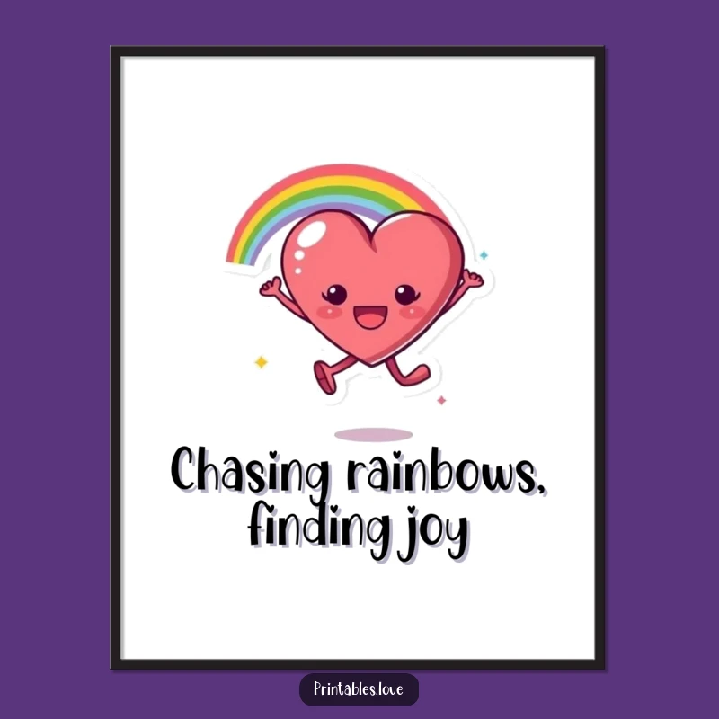 Free Printable Wall Art: Rainbow Leap Heart, Funny Downloadable Decor
