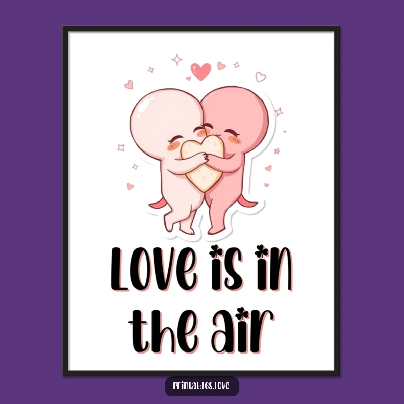 Free Printable Wall Art: Sparkling Heart Hug, Funny Downloadable Decor