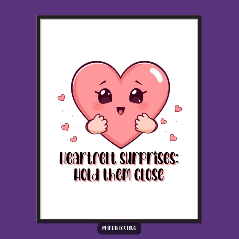 Free Printable Wall Art: Surprised Heart Wonder, Funny Downloadable Art for Whimsical Decor