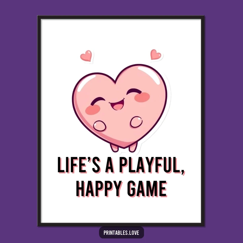 Funny Free Printable Wall Art: Mischievous Heart Giggles, Quirky Downloadable Decor