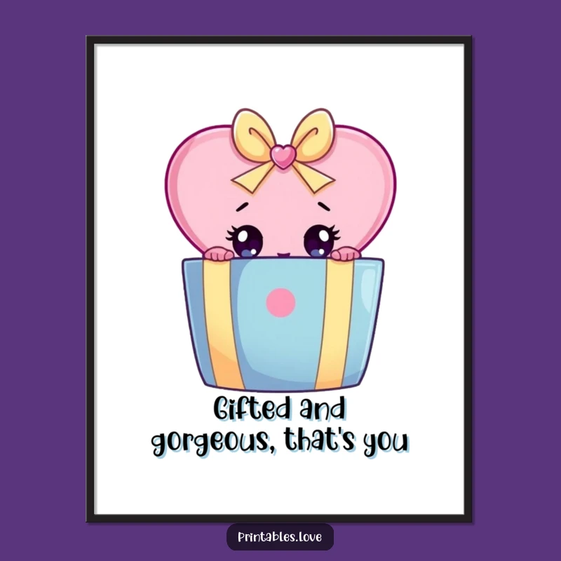 Funny Free Printable Wall Art: Peeking Heart Surprise - Downloadable Decor Gift!