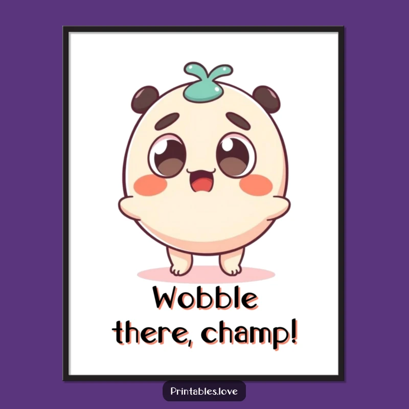 Funny Free Printable Wall Art: Surprised Dango Character Wobbling with Excitement