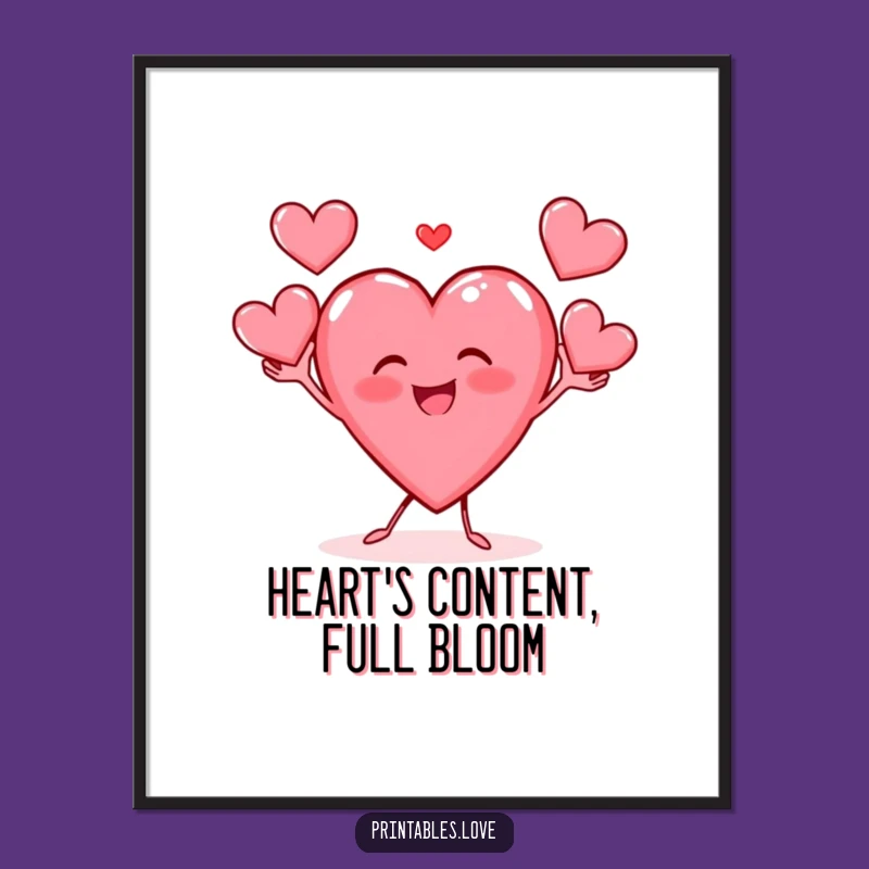 Funny Free Printable Wall Art: Juggling Heart Character, Quirky Downloadable Decor