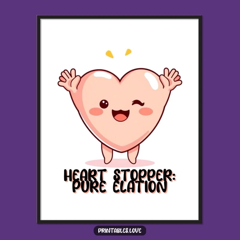 Funny Free Printable Wall Art: Surprised Heart, Quirky Downloadable Decor for Your Home