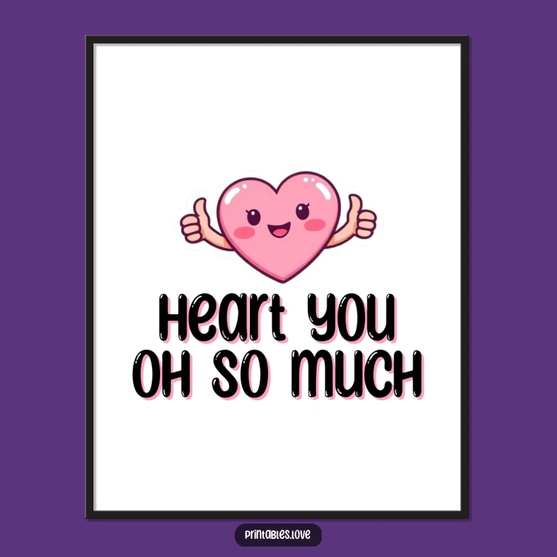 Funny Free Printable Wall Art: Thumbs Up Heart, Positive Downloadable Decor