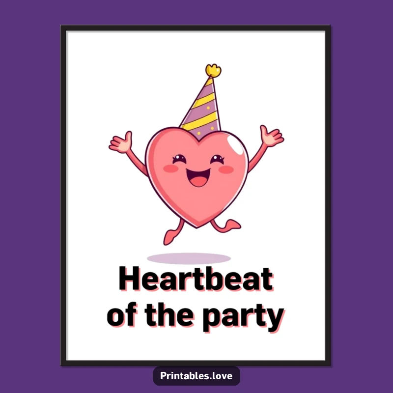 Free Printable Party Heart Wall Art: Jumping with Joy, Enthusiastic Downloadable Decor