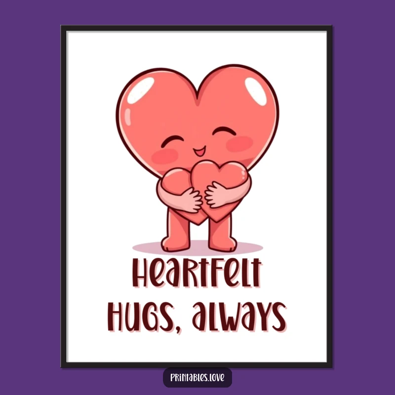Funny Free Printable Wall Art: Heart Hug Duo, Downloadable & Print at Home Decor