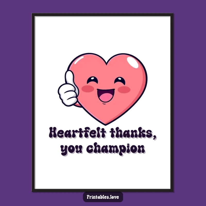 Free Printable Wall Art: Funny Thumbs Up Heart, Quirky Downloadable Decor