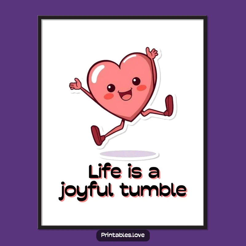 Free Printable Heart Art: Cartwheeling Fun Downloadable Wall Decor for Joy