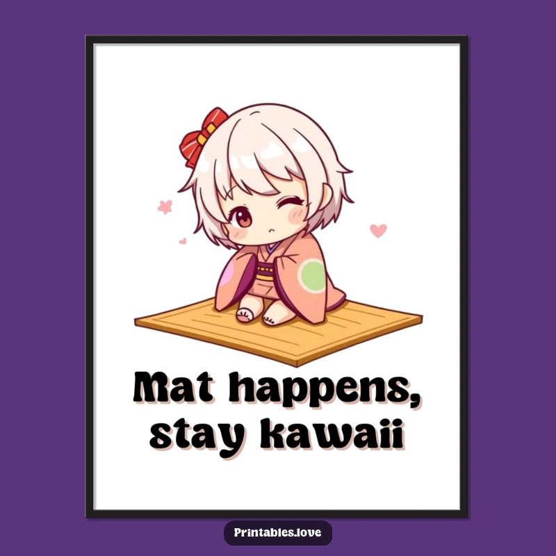 Free Printable Wall Art: Kawaii Kimono Tripping Funny Downloadable Art