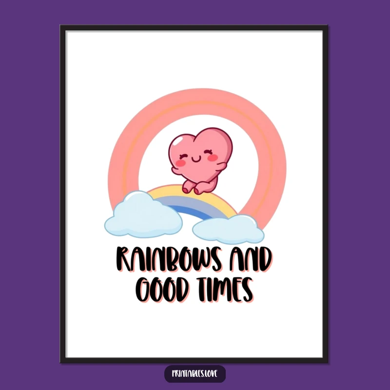 Free Printable Wall Art: Rainbow Heart Slide Downloadable Joyful Decor