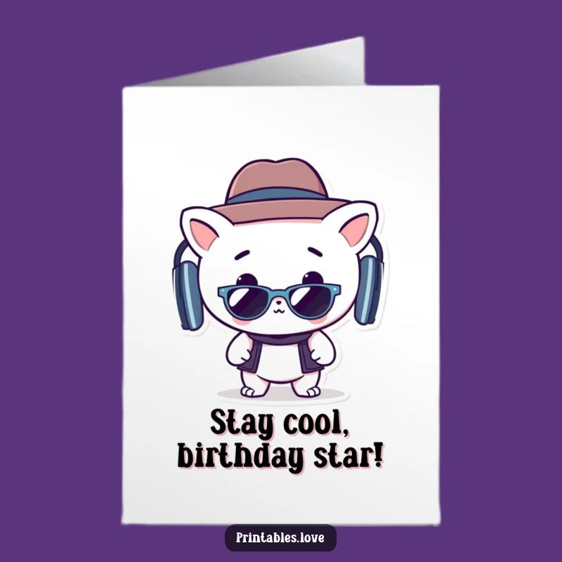 Cool Free Printable Birthday Card: Groovy Kawaii, Stylish Downloadable Gift