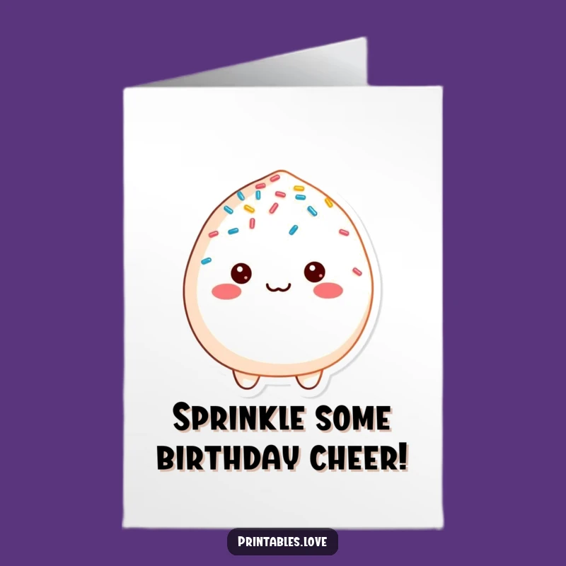 Free Printable Birthday Card: Cheerful Mochi Covered in Sprinkles of Joy