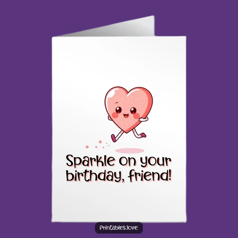 Free Printable Birthday Card: Happy Skipping Heart, Sparkly Joyful Downloadable Gift