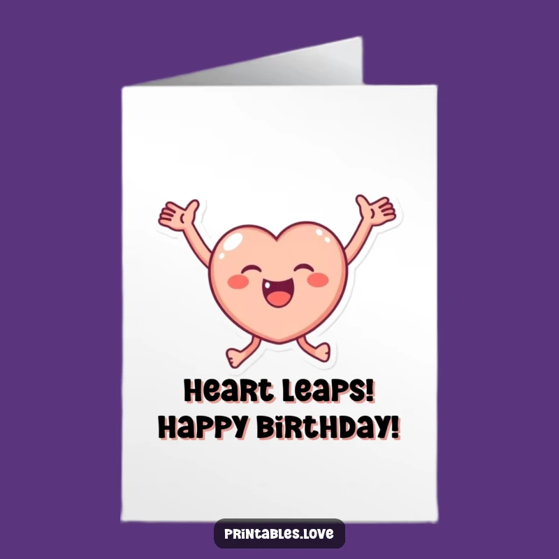 Free Printable Birthday Card: Joyful Heart - Happy Downloadable Greeting for Exuberant Celebrations