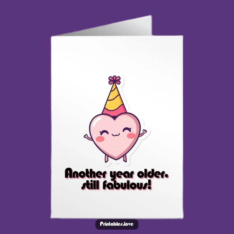 Free Printable Birthday Card: Tiny Heart Party Hat - Funny Downloadable Gift!
