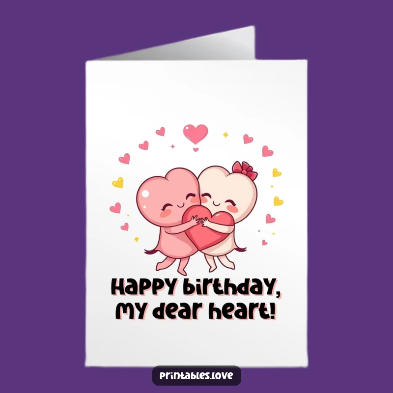 Free Printable Hugging Hearts Birthday Card: Sparkling Downloadable Fun for Celebrations