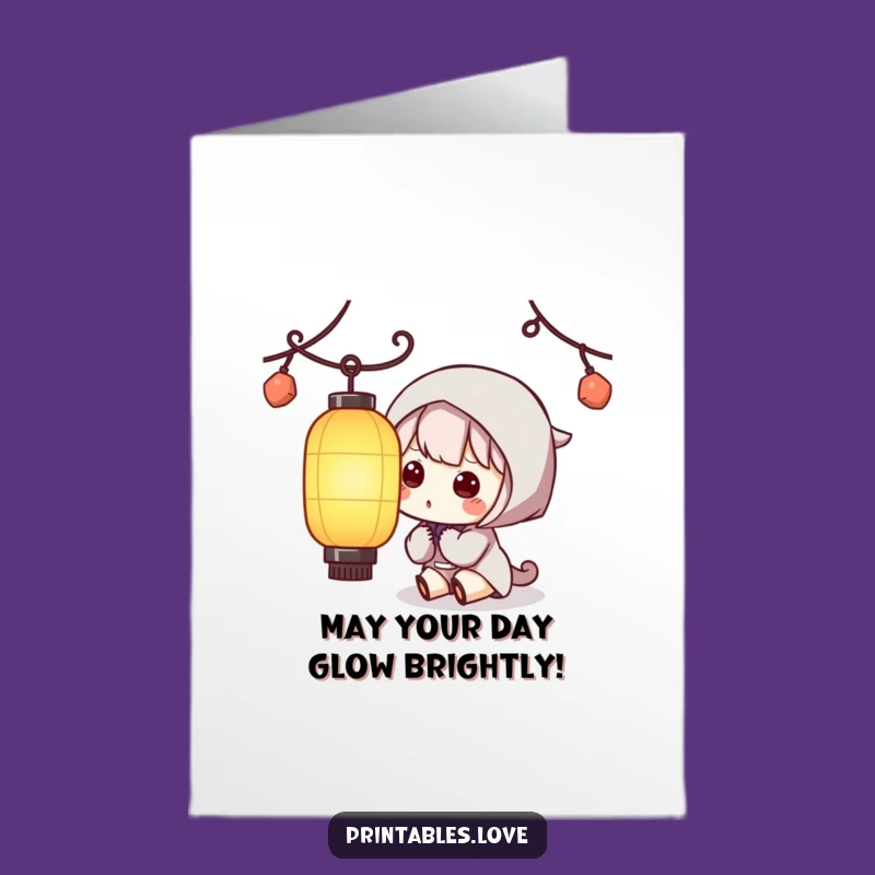 Free Printable Kawaii Lantern Birthday Card - Curious & Funny Downloadable Gift