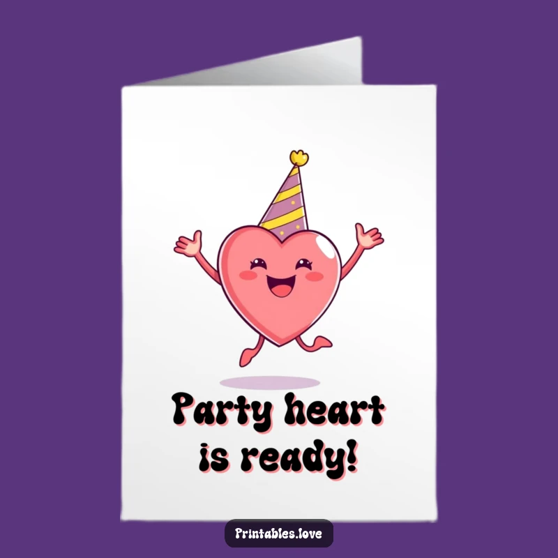 Free Printable Party Heart Birthday Card: Jumping with Joy, Fun Downloadable Greeting