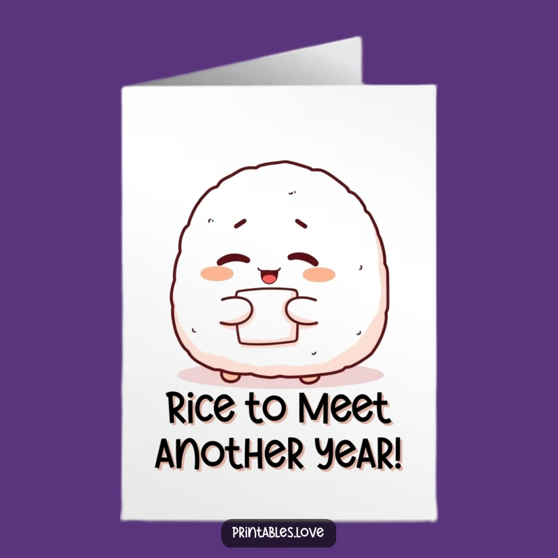 Onigiri Birthday Card: Funny Free Printable Downloadable Greeting for a Cheeky Celebration