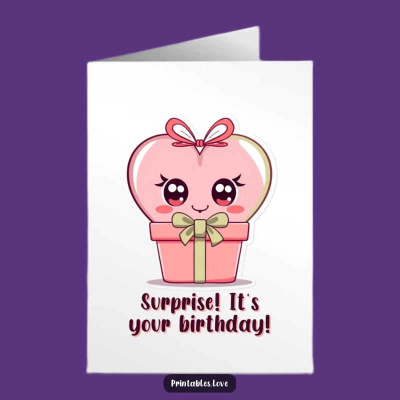 Free Printable Birthday Card: Curious Heart Peeking, Funny Downloadable Gift for Surprise Lovers