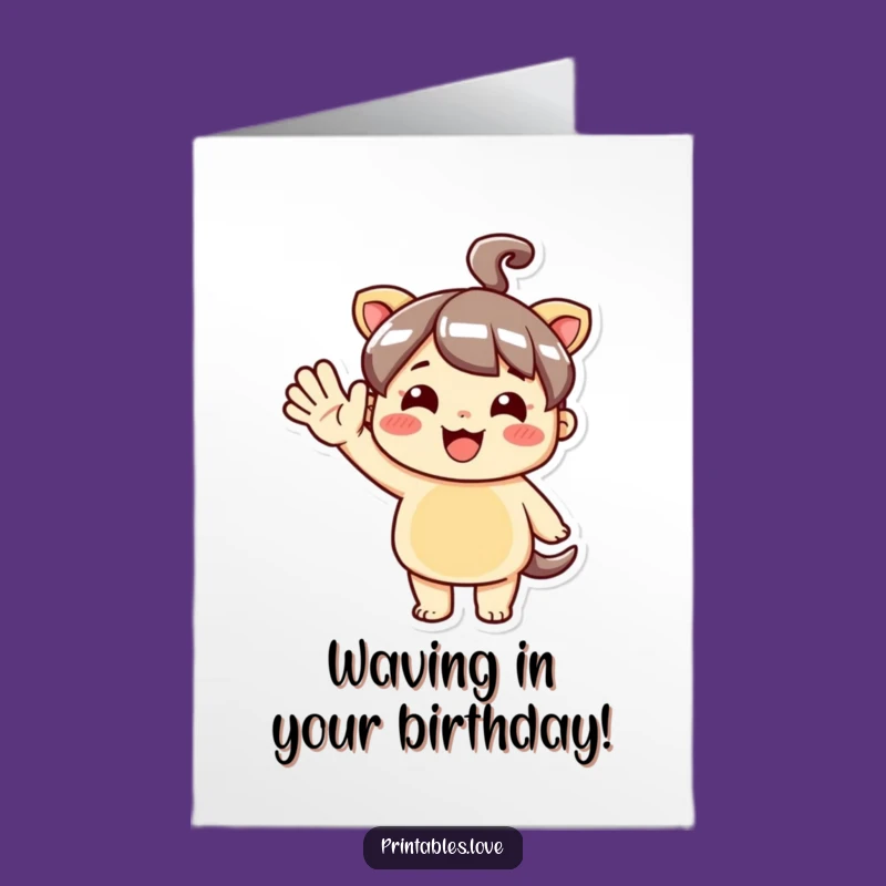 Free Printable Kawaii Hello Birthday Card Funny Downloadable Gift for Friends