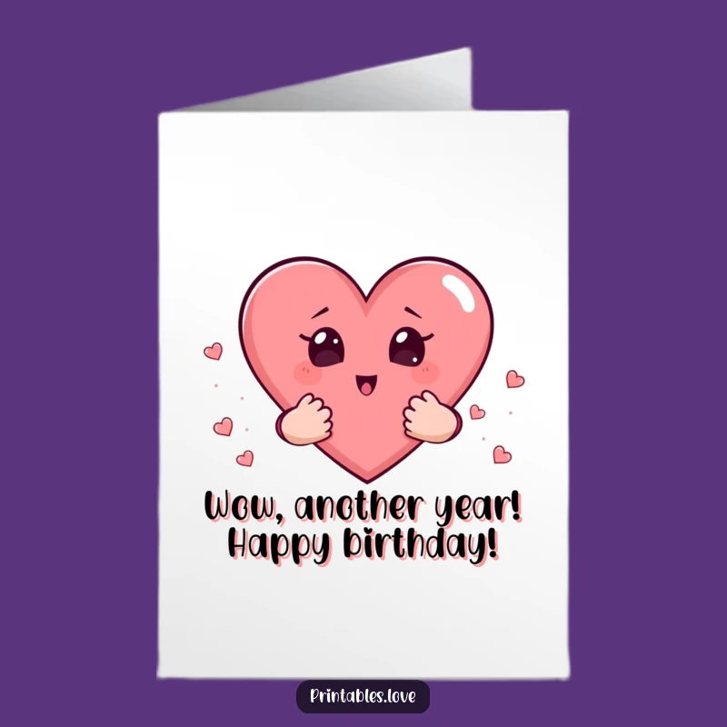 Free Printable Birthday Card: Surprised Heart Gift, Funny Downloadable Card for Shocked Joy