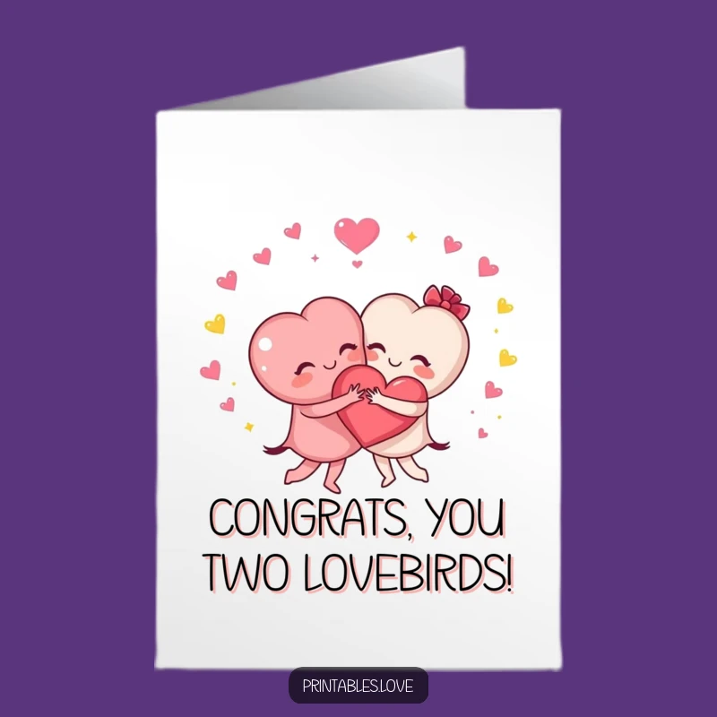 Free Printable Hugging Hearts Congrats Card: Sparkling Downloadable Gift for Victors