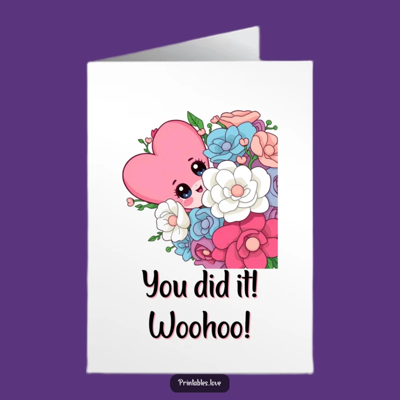 Free Printable Congrats Card: Funny Heart Bouquet Surprise Downloadable Gift