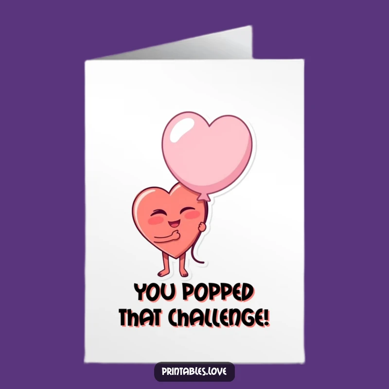 Free Printable Congrats Card: Playful Heart Balloon, Funny Gift