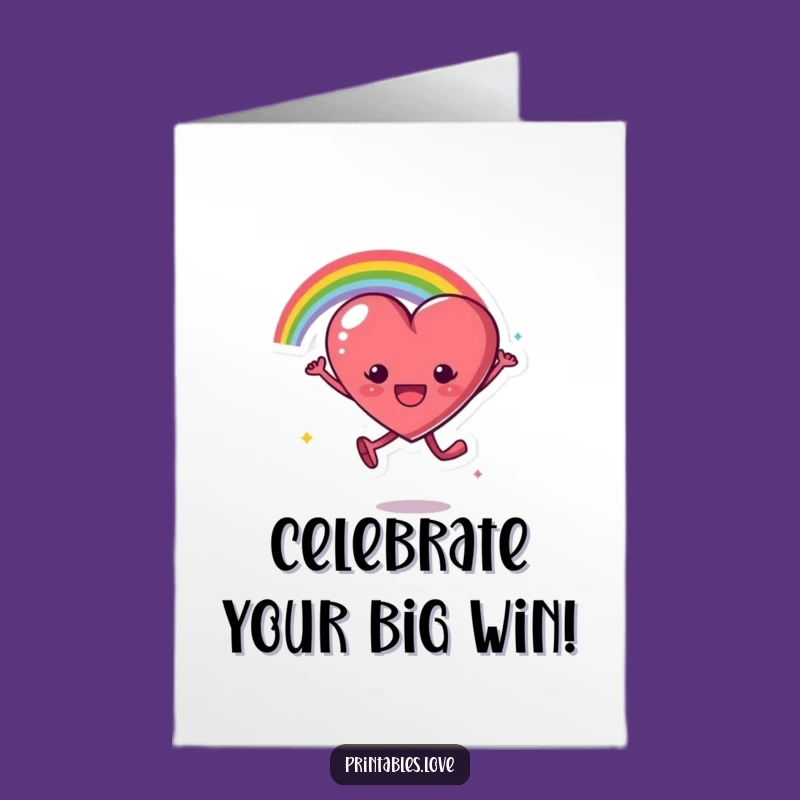 Free Printable Congrats Card: Rainbow Leap Heart, Funny Gift
