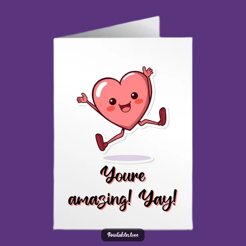 Free Printable Heart Congrats Card: Cartwheeling Fun Downloadable for Cheers
