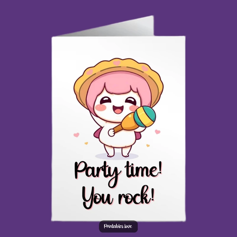 Free Printable Kawaii Congrats Card: Joyful Maraca Shaker Funny Downloadable Gift