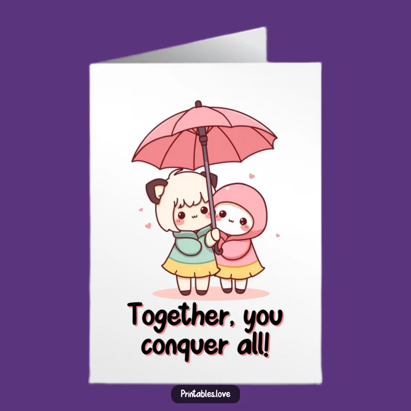 Free Printable Kawaii Friends Card - Celebrate Togetherness in Style!