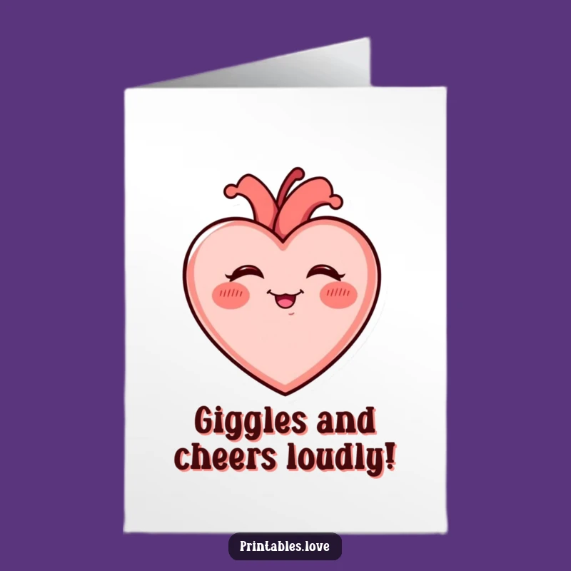 Free Printable Giggling Heart Congratulations Card: Rosy Cheeks, Laughing Joy, Downloadable Message