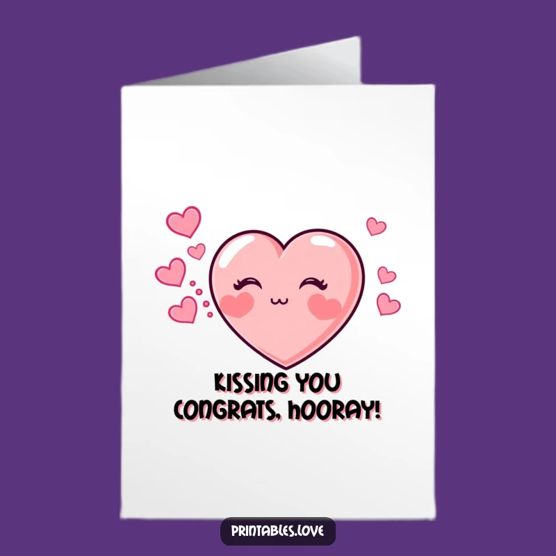 Free Printable Congrats Card: Kissing Heart Joy, Funny Downloadable Gift for Big Moments