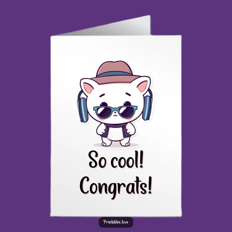 Stylish Free Printable Congrats Card: Groovy Kawaii, Cool Downloadable Gift
