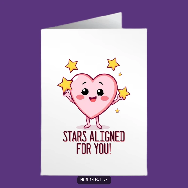 Free Printable Congrats Card: Juggling Heart Stars Downloadable Celebration