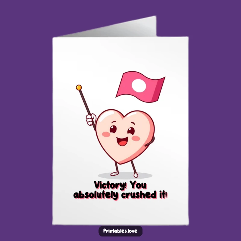 Free Printable Congratulations Card: Waving Heart Flag - Funny Downloadable Gift!
